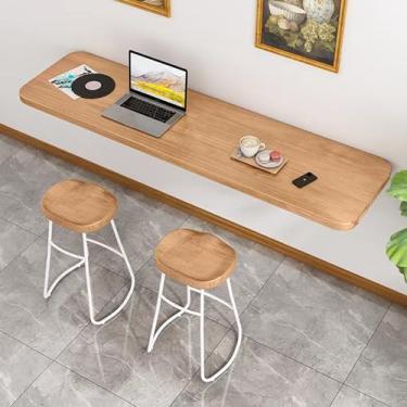 Imagem de Mesa dobrável de madeira maciça, mesa dobrável na parede, mesa de cozinha dobrável de madeira, mesa de jantar de folhas pequenas de espaço para escritório em casa, lavanderia (80 x 30 cm/31,5 x 11,8