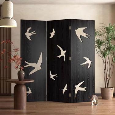 Imagem de NRNQMTFZ Divisor de quarto, 3 painéis, tela de privacidade de madeira, divisória dobrável, divisória de parede independente, tela de divisória de privacidade multifuncional para quarto de escritório