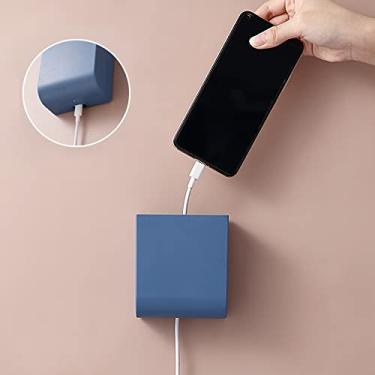 Imagem de Organizador de Telefone para Parede Prateleira Armazenamento Autoadesiva Sem Furadeira Estação Carregamento Celular Suportes Controle Remoto Sala Esta