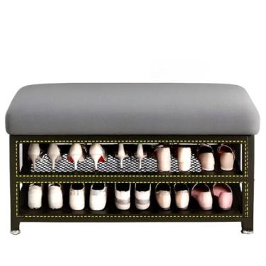 Imagem de Sapateira com Banco para Hall de Entrada, Prateleira Organizador Porta Sapatos, Banquinho Multifuncional para Sala e Corredor (Cinza 120cm)