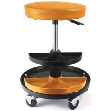 Imagem de CRAFTZONE Banco de loja com rodas, assento de rolo de garagem, cadeira de mecânico de rolo, altura ajustável, cadeira de tarefa giratória de 360° com bandeja de armazenamento para garagem, cozinha