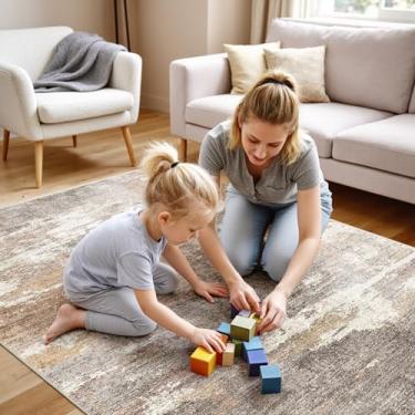 Imagem de Tapete de entrada lavável 10 x 12 cm: tapetes abstratos modernos tapete de porta macio antiderrapante para sala de estar tapete fino de pilha baixa para cozinha, sala de jantar, quarto, decoração de