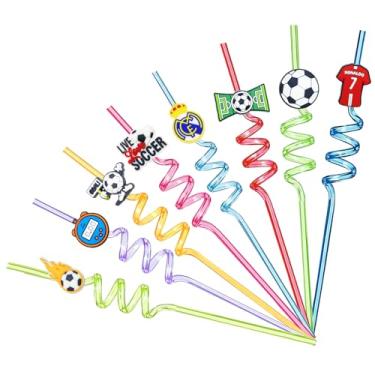 Imagem de 8 peças de canudos reutilizáveis com tema da Copa do Mundo de 2026, lembrancinhas de festa de futebol para aniversário, dia de jogo, decorações de porta traseira, lembrancinhas de festa da Copa do