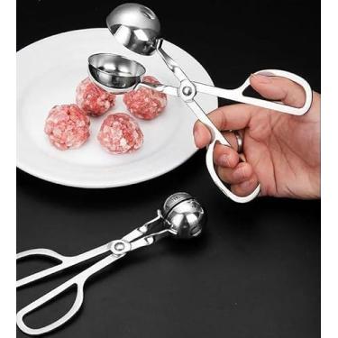 Imagem de 2 unidades de máquina de almôndegas de aço inoxidável, ferramenta de molde de sushi de bola de arroz de tamanho duplo com furos antiaderentes, utensílio de cozinha profissional para almôndegas