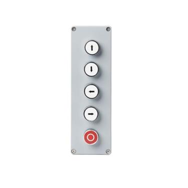 Imagem de TIOYW Caixa de controle de botão de pressão de metal faça você mesmo, junção à prova de explosão, impermeável, caixa de emergência, reinicialização elétrica (5P seta stop)