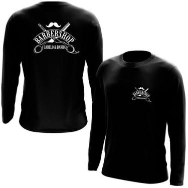 Imagem de Camiseta Manga longa Barber Shop - Estampa Norte, G2, Azul royal