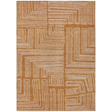 Imagem de Addison Rugs Chantille ACN1045 Tapete laranja de 2'15.2 cm x 3'25.4 cm para área interna e externa, fácil de limpar, lavável na máquina, não cai, quarto, entrada, sala de estar, sala de jantar,