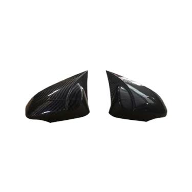 Imagem de Fibra de carbono exterior lateral do carro espelho retrovisor capa guarnição acessórios Compatível com toyota yaris vitz xp130 mk3 2013~2019 2016 2017 2018(Carbon Fiber)