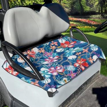 Imagem de FUIBENG Capas de assento de carrinho de golfe, cobertor de toalha de assento de carrinho de golfe, superfície de pelúcia curta, macio e confortável, adequado para EZGO, Yamaha, Club Car Golf com flor