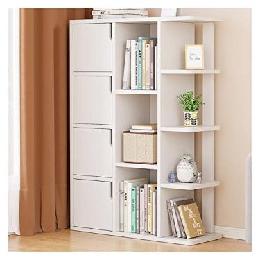 Imagem de Estante de livros prateleira de chão sala de estar armário de armazenamento simples casa quarto prateleira de armazenamento de parede simples moderna (tamanho: 3 portas branco quente 51 x 24 x 77 cm