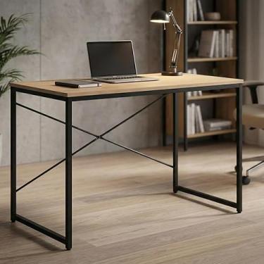 Imagem de Mesa de Escritório Escrivaninha Industrial Reforçada com Estrutura em Metal MDF Home Office Duoffice DuoDesk120x60 (Madeira)