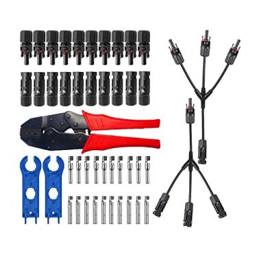Imagem de Conectores de cabo painel solar masculino feminino com Alicates crimpagem Conector ramificação tipo Y 1 para 3 ramificações Ferramenta montagem chave fotovoltaico Acessórios DIY IP67