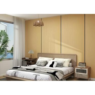 Imagem de Papel de parede efeito de grão de madeira impermeável resistente a manchas autoadesivo adequado para renovação de parede de cozinha e banheiro papel de parede de grão de madeira malte 40 * 500 cm