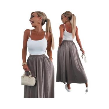 Imagem de Moda feminina midi comprimento bolso retro slim fit versátil saia plis