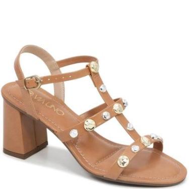 Imagem de Sandália Salto Bloco Pedraria Metalizada Via Uno 942001-Feminino