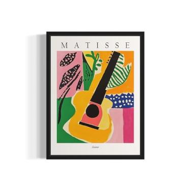 Imagem de Pôster de paisagem inspirado na guitarra Henri Matisse Impressão artística - Matisse Wall Art Exhibition Collections Arte Estética para quarto banheiro sala de estar decoração 107 (guitarra, 28 x 35,5