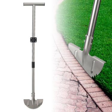 Imagem de Cortador de gramado, ferramenta de gramado de 86 a 124 cm, aço inoxidável resistente com alça ajustável e pedal de pé para bordas retas e curvas, ideal para aparar gramados, cuidados com o gramado em