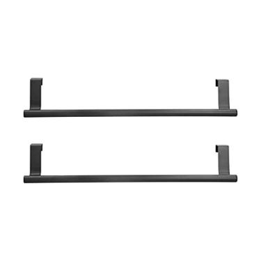 Imagem de Estink 2Pcs Suporte de Toalha Em Aço Inoxidável, Suporte Preto Antiferrugem Durável para Porta Com Amortecedor Macio, para Casa Cozinha Banheiro Escritório Armário (36CM)