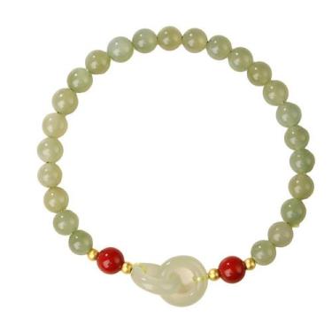 Imagem de Pulseira Nephrite Jade para mulheres com miçangas verdes de 6 mm - Yiw