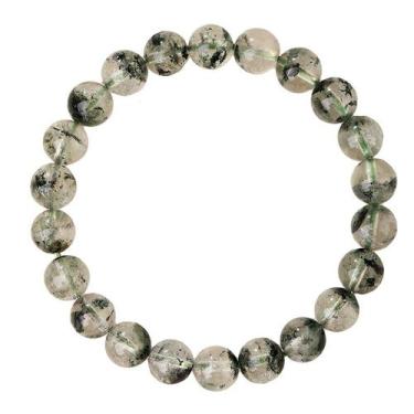 Imagem de Pulseira de quartzo fantasma verde natural de 8 mm com miçangas redond