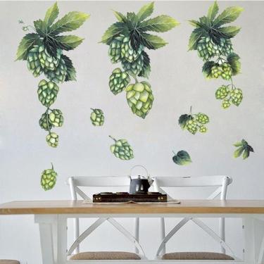 Imagem de Adesivos de parede Folhas verdes e lúpulo inspirados na natureza 30x90