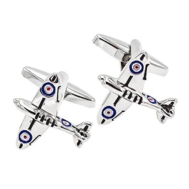 Imagem de Avião de metal Cufflinks para homens, cobre prateado, 9,5g - yiweisai