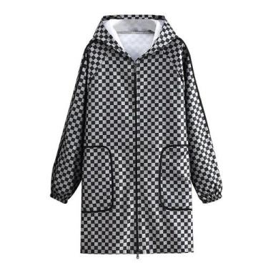 Imagem de Casaco de avental quadriculado impermeável para mulheres - yiweisai
