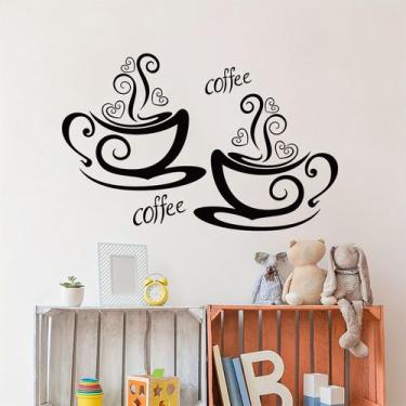 Imagem de Adesivo de parede Creative Coffee Cup Decalque removível em PVC 30x40c