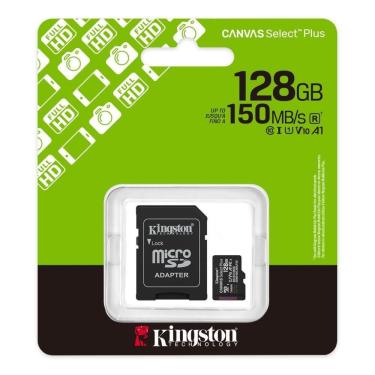 Imagem de Cartão Micro SD 128GB Kingston Canvas Select Plus compatível com dispositivos e câmeras Android, 150 MB/s de leitura, SDCS3/128GB