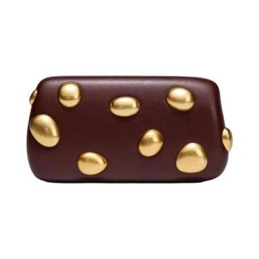 Imagem de Bolsa Clutch De Couro PU Dourado Com Fecho Metálico Para Mulheres, Bol