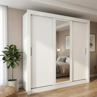 Imagem de Guarda Roupa Casal 3 Pts com Espelho Atlas Branco - Móveis Lopas