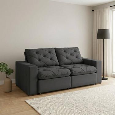 Imagem de Sofá Retrátil e Reclinável 3 Lugares 200cm Veraguas Espresso Móveis Cinza Escuro