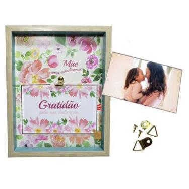 Imagem de Porta Retrato Dia das Mães Quadro Lembrete com Lindas Frases Cor:Grati