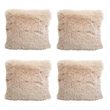 Imagem de Kit 4 Capa Almofada Felpuda Marina Fofa Pelúcia Sofá 42x42cm - Multiar