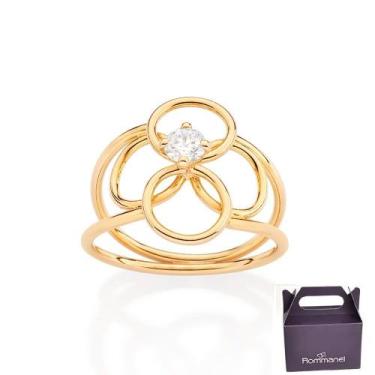 Imagem de Anel Aro Duplo Círculos Vazados E Flor 513477 Rommanel, Dourado, 14