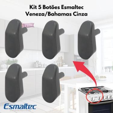 Imagem de Kit 5 Botões Manipulo P/ Fogão Esmaltec Veneza/Bahamas Cinza
