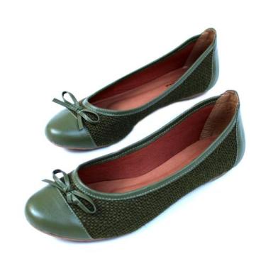 Imagem de Sapatilha De Couro Com detalhes em Juta - Oscarina , Verde, 36