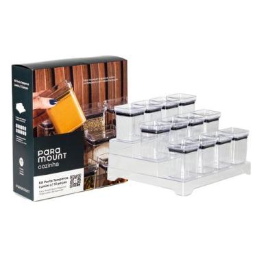 Imagem de Kit Porta Temperos Lumini C/ 13 Peças Hermético Multiuso Empilhavel De