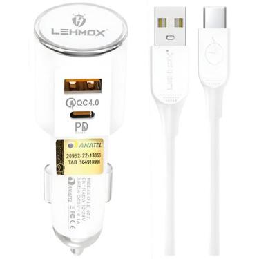 Imagem de Carregador Veicular Turbo 30w USB e Type-C Com Cabo 1 Metro - Lehmox