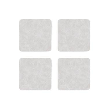 Imagem de Porta Copos Quadrado Ravena Marble Natural 4 Peças em PVC Dupla Face para Mesa Bege Copa & Cia