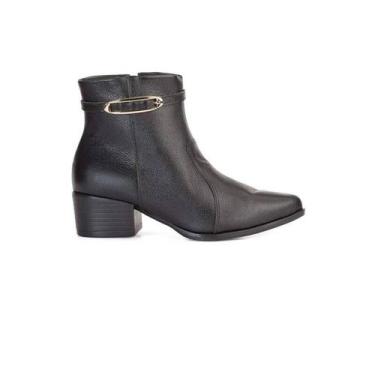 Imagem de Bota Bebecê Couro Cano Curto Com Enfeite Feminino - Preto -, Preto, 38