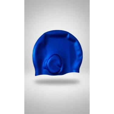 Imagem de Touca Natação Silicone Cobre Orelhas Adulto Azul - Congratulations Sto