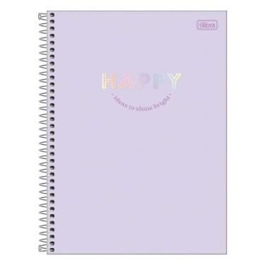 Imagem de Caderno Universitário Espiral Capa Dura 1 Matéria Happy 80 Folhas - Ti