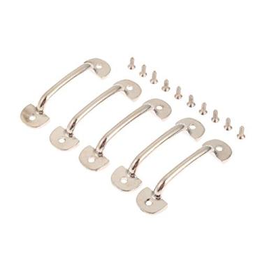 Imagem de 5 pcs gaveta puxar lidar com botões de prata 60mm * 15mm liga de zinco armário armário de cozinha estante decorativa móveis parafusos de hardware YYDFPIIA