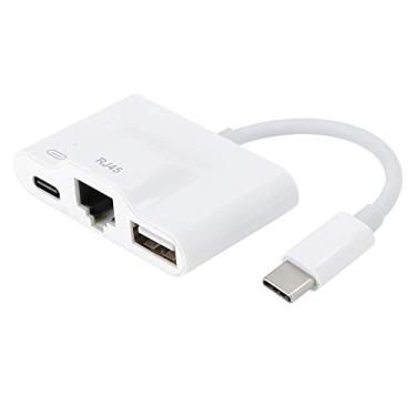 Imagem de Adaptador de Ethernet recarregável USB tipo C para computadores/tablets RJ45 para placa de rede externa USB tipo C