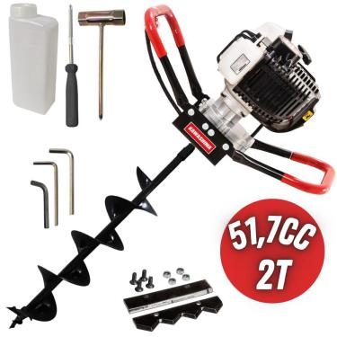 Imagem de Perfurador de Solo Profissional Gasolina Kawashima ED52EBS 52cc 2T Com Broca Robusta de 80x20cm com Lâmina de Vídia Ideal Para Solos Pedrosos e Secos