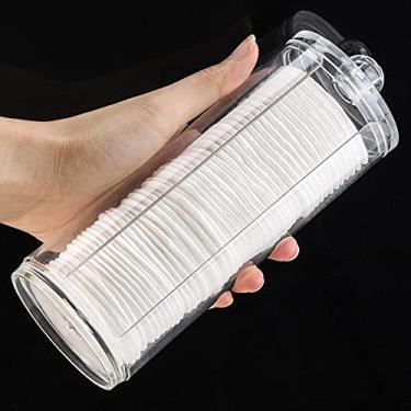 Imagem de Tecbeauty Almofadas de algodão para cosméticos, suporte Qtip da Rounds, dispensador de cotonete de algodão com tampas para banheiro, cozinha, escritório (transparente, acrílico, 7,4 x 19 cm)