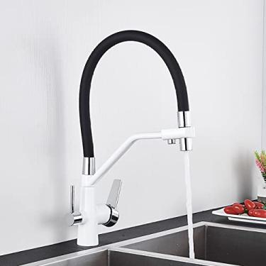 Imagem de Torneiras de cozinha filtradas purificação torneira de cozinha 360 rotativa filtro de água torneira para cozinha torneiras de cozinha de três vias torneira, um branco cromado, China