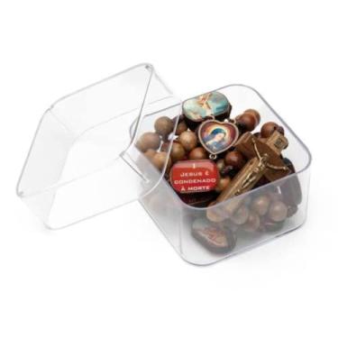 Imagem de Terço Via Sacra Madeira Imbuia 12mm Caixa Acrílica