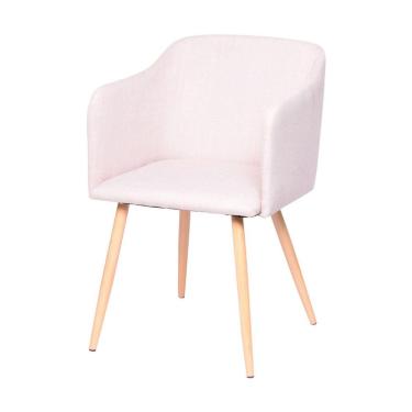 Imagem de Cadeira Boxbit Charla Linho Bege Base Metal Cor Madeira